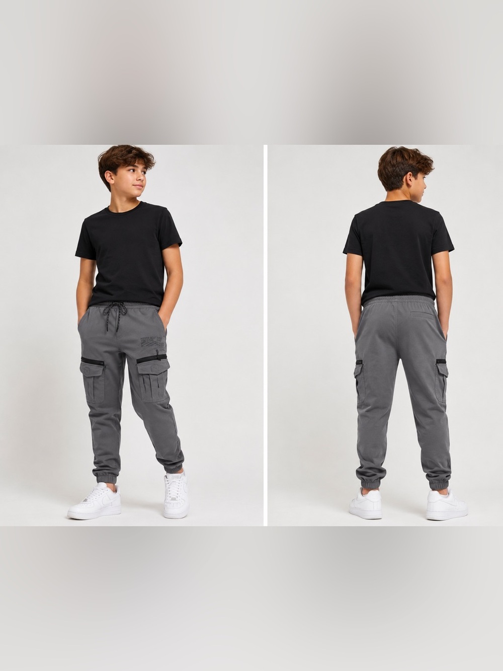 Rock Salt Cargo Jogger Pants Youth L 14/16 Gray Utility Tech Pants